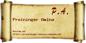 Preininger Amina névjegykártya